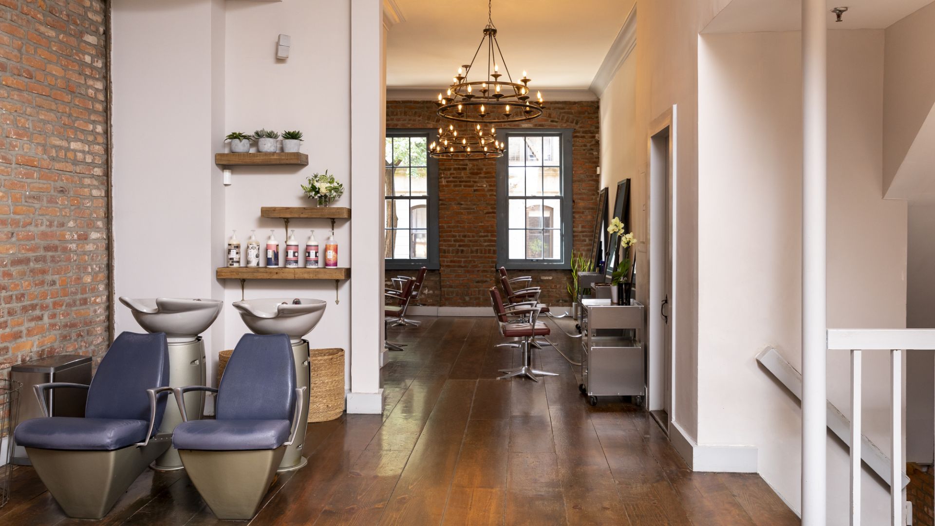 New York hair salon heritage interior with back basins